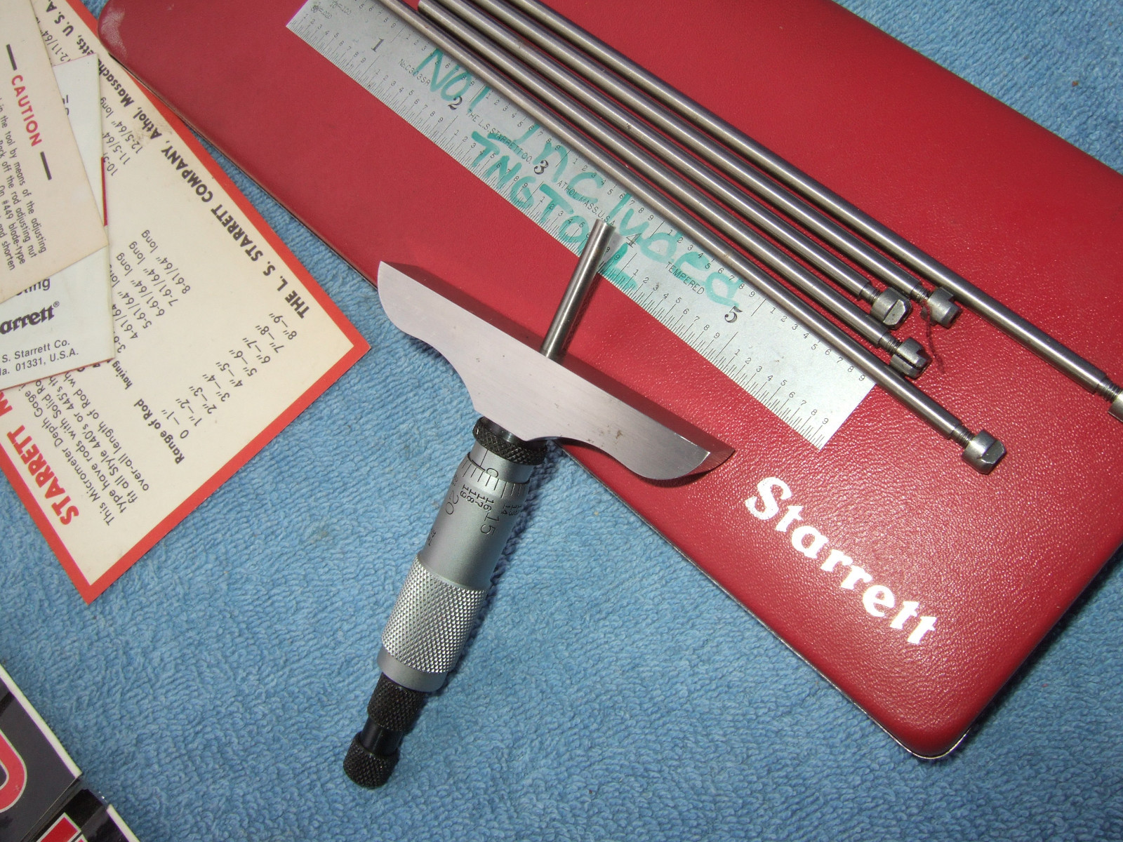 STARRETT 445AZ-6RL 3" BASE DEPTH MICROMETER VINTAGE TOOLMAKER GRIND INSPECTION
