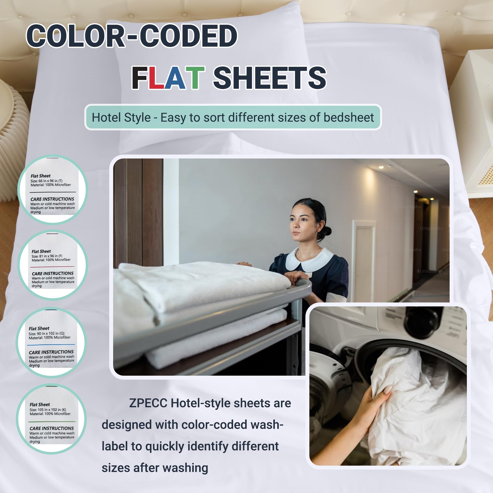 ZPECC Twin Flat Sheet Only 1 Pack, Durable Dark Gray Top Bed Sheets Hypoaller...