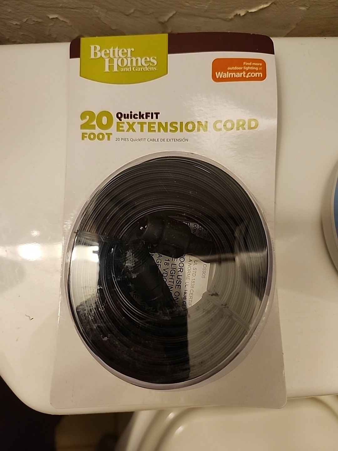 Brand New Better Homes & Gardens 20 Foot QuickFIT Extension Cord - Black Quick