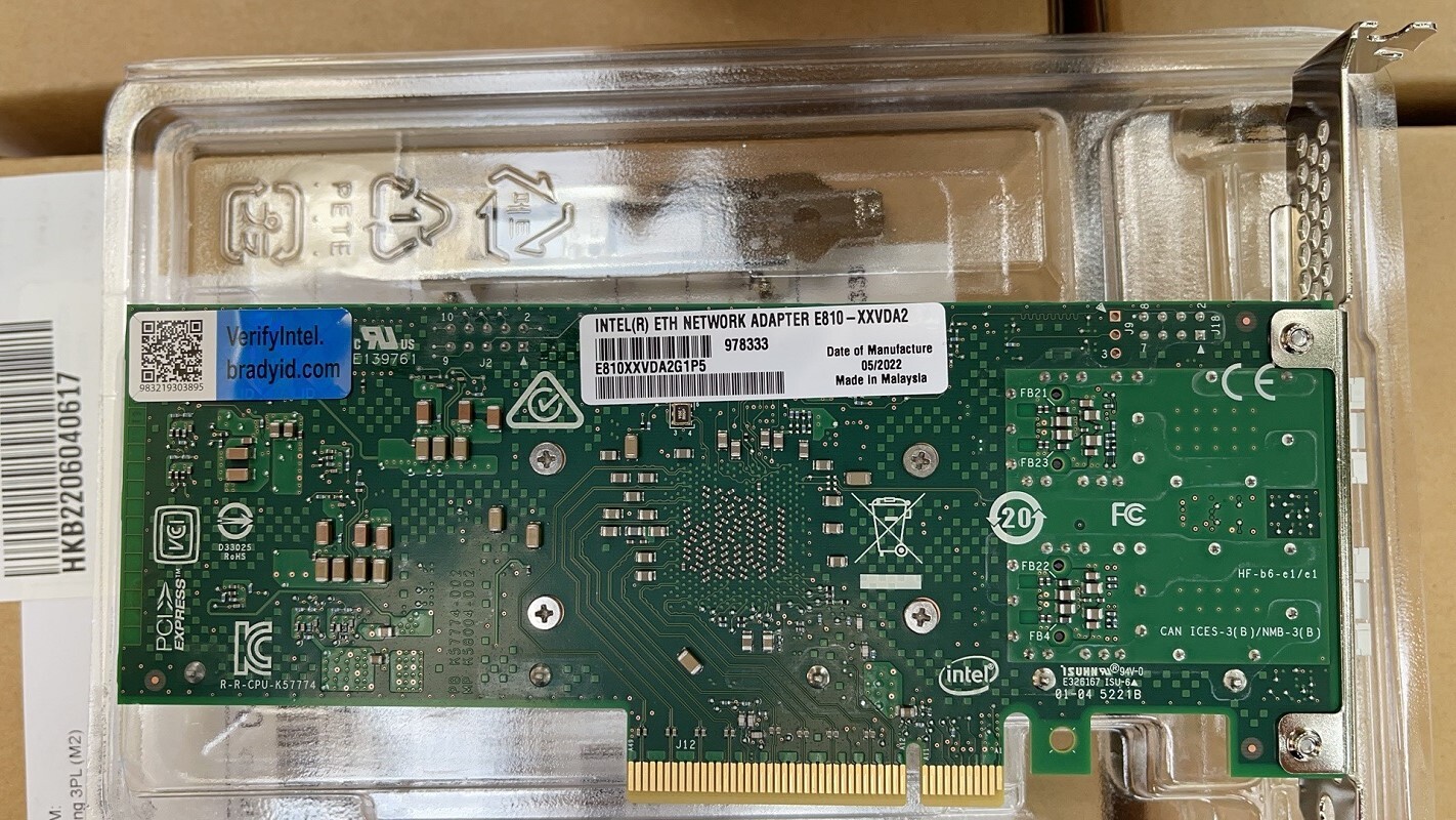 E810-XXVDA2 Intel 25GbE Intel® Ethernet Network Adapter E810 E810XXVDA2G1P5O