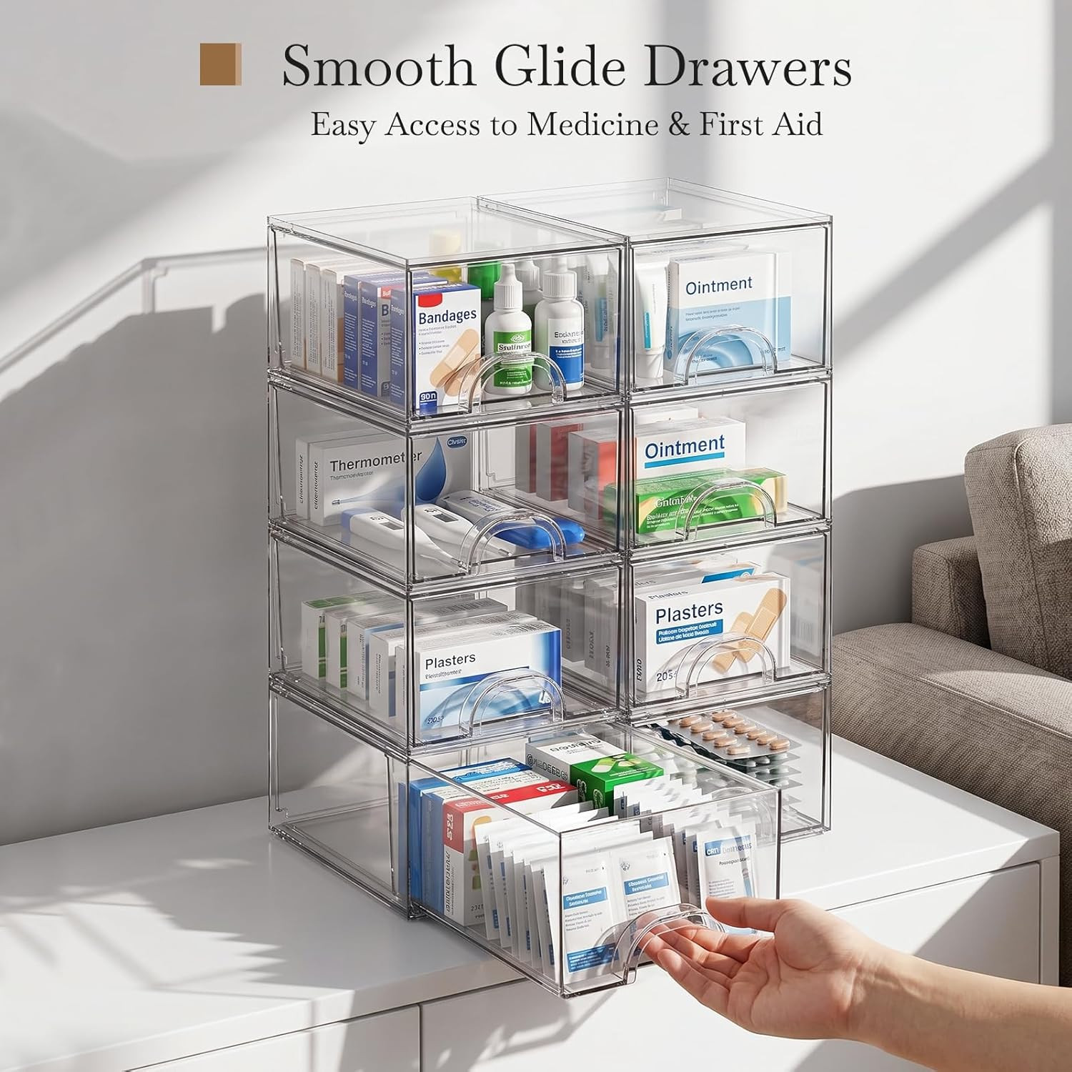 8 Pack Small Clear Stackable Acrylic Storage Boxes for Art Tool & Sketch, Storag