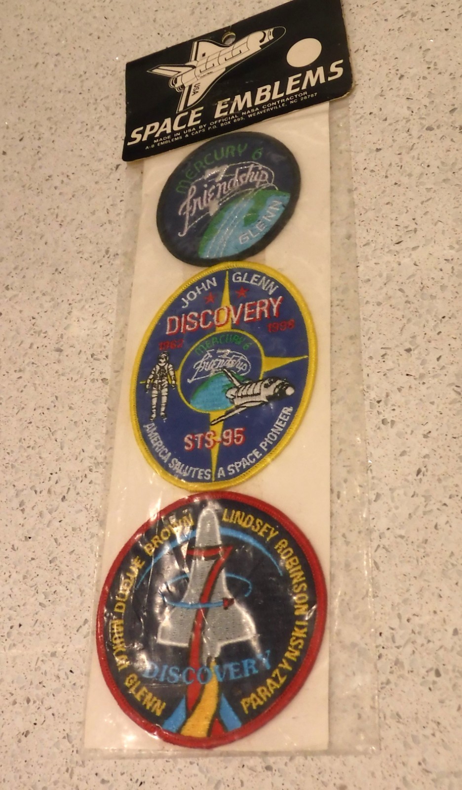 Nasa Space Emblems x 3 In Original Package John Glenn Vintage