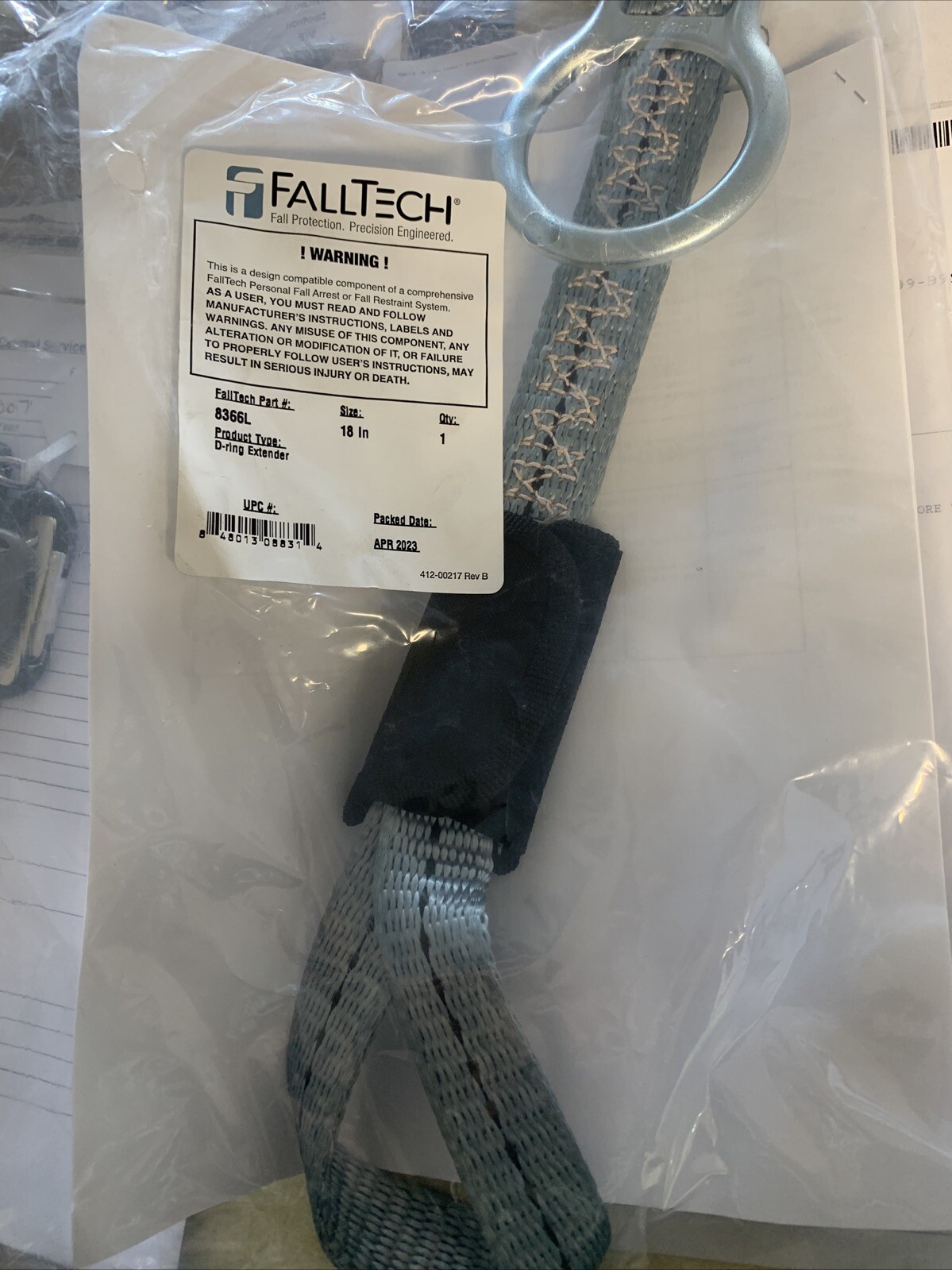 Falltech 8366L D-Ring Extender With Loop,18 In.