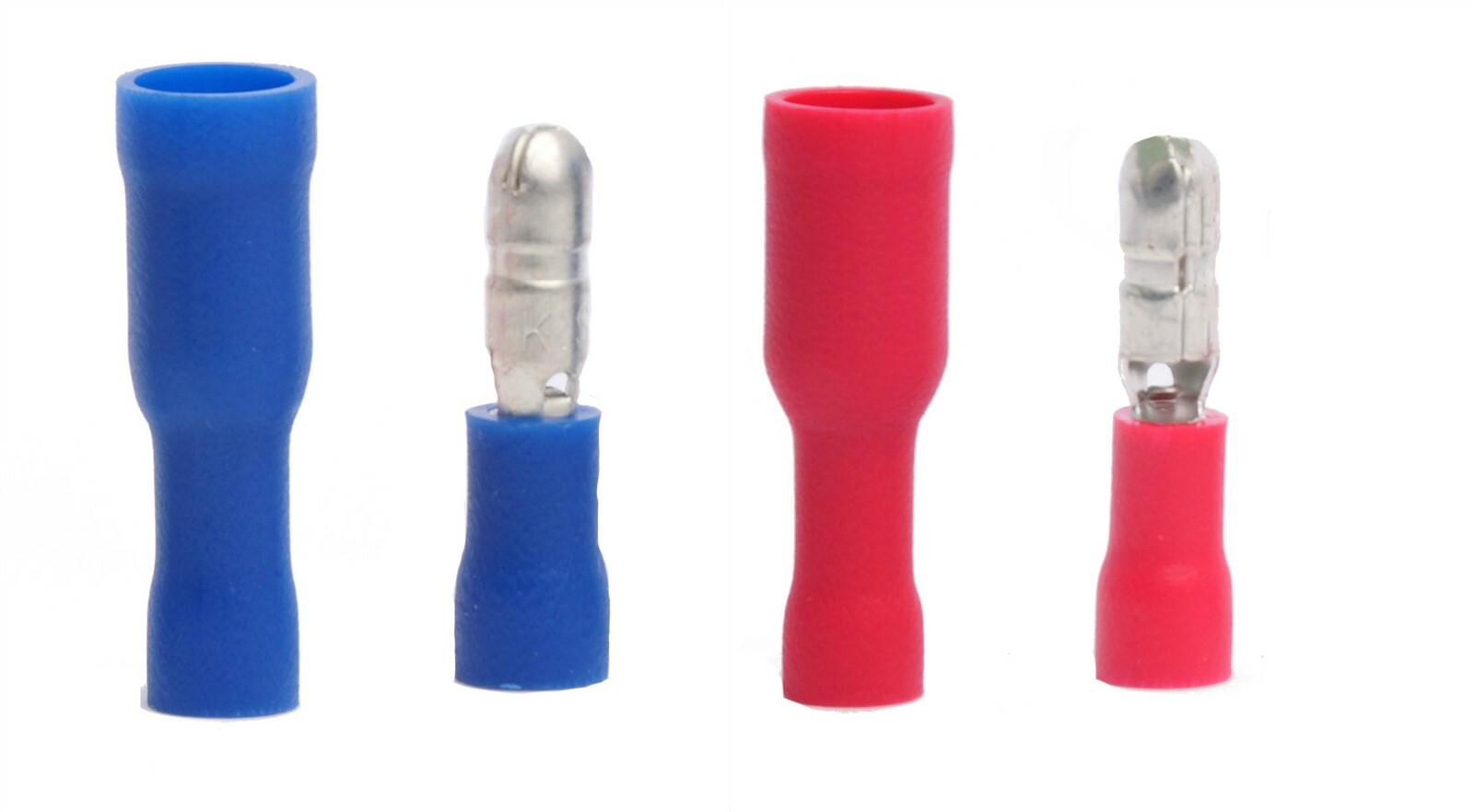 MVP 100 Pcs of 14-22 AWG Red and Blue Vinyl Male & Female Bullet Terminals .180"