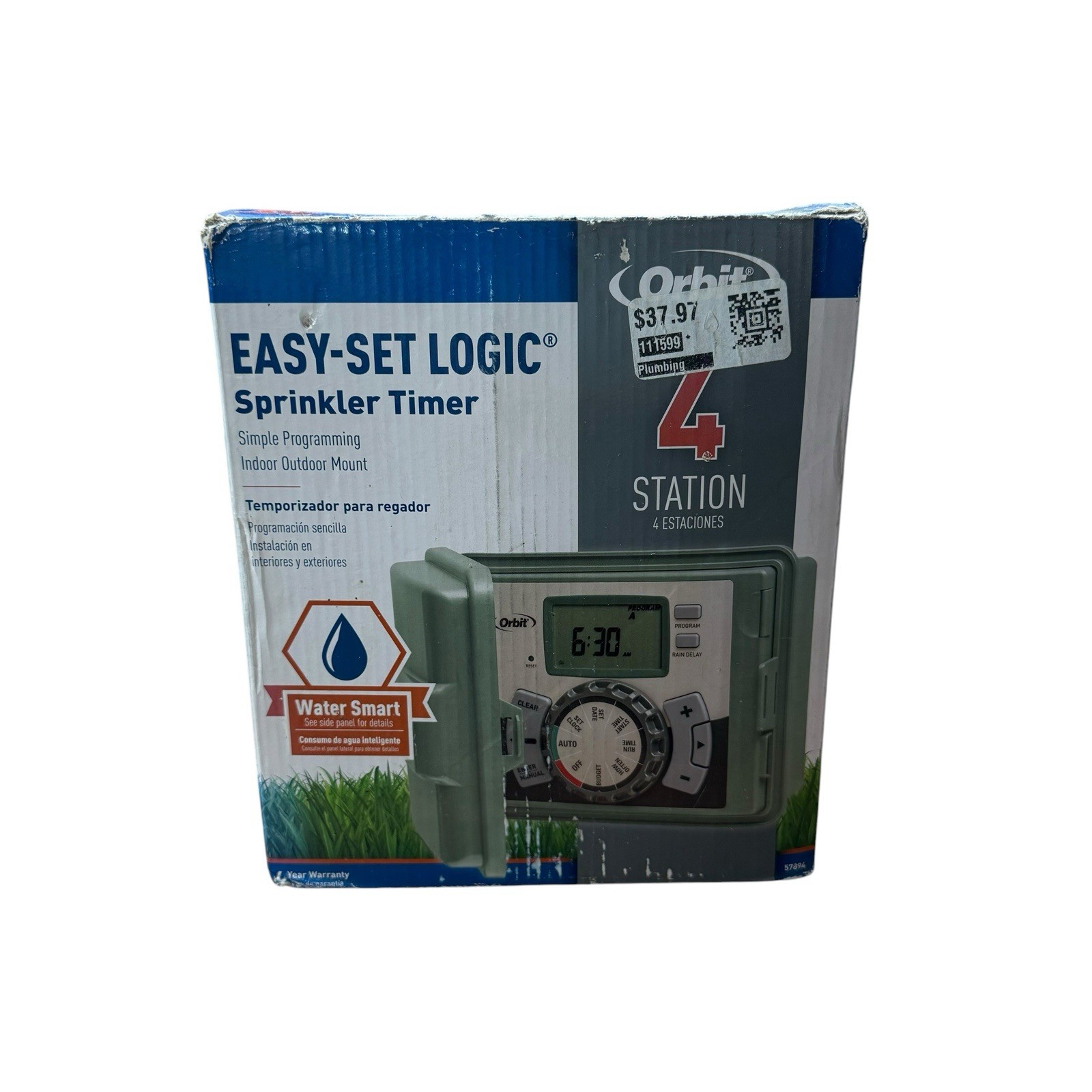 Orbit 57894  4-Station Outdoor Sprinkler Timer - NEW Open Box - TESTED