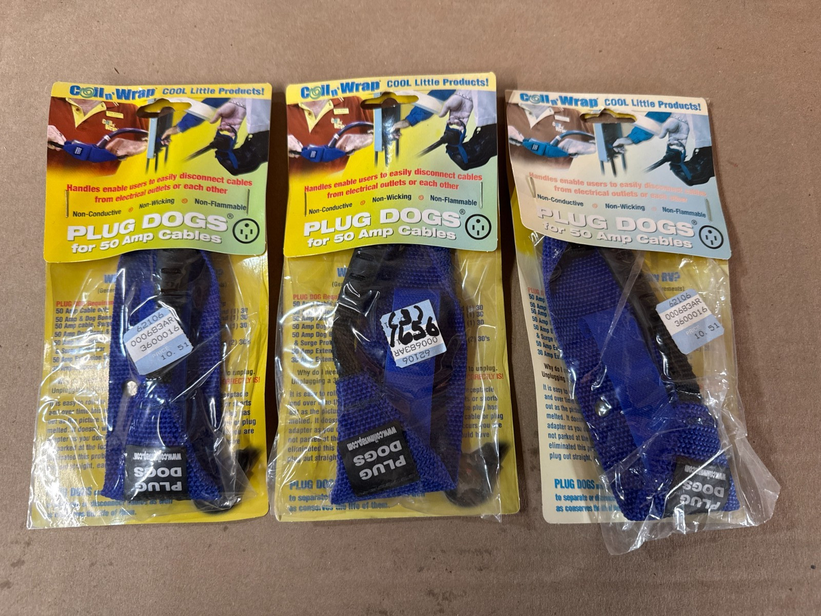 LOT OF (3) Coil n Wrap RV Trailer Boat Appliance Plug Dog Disconnect 50 AMP