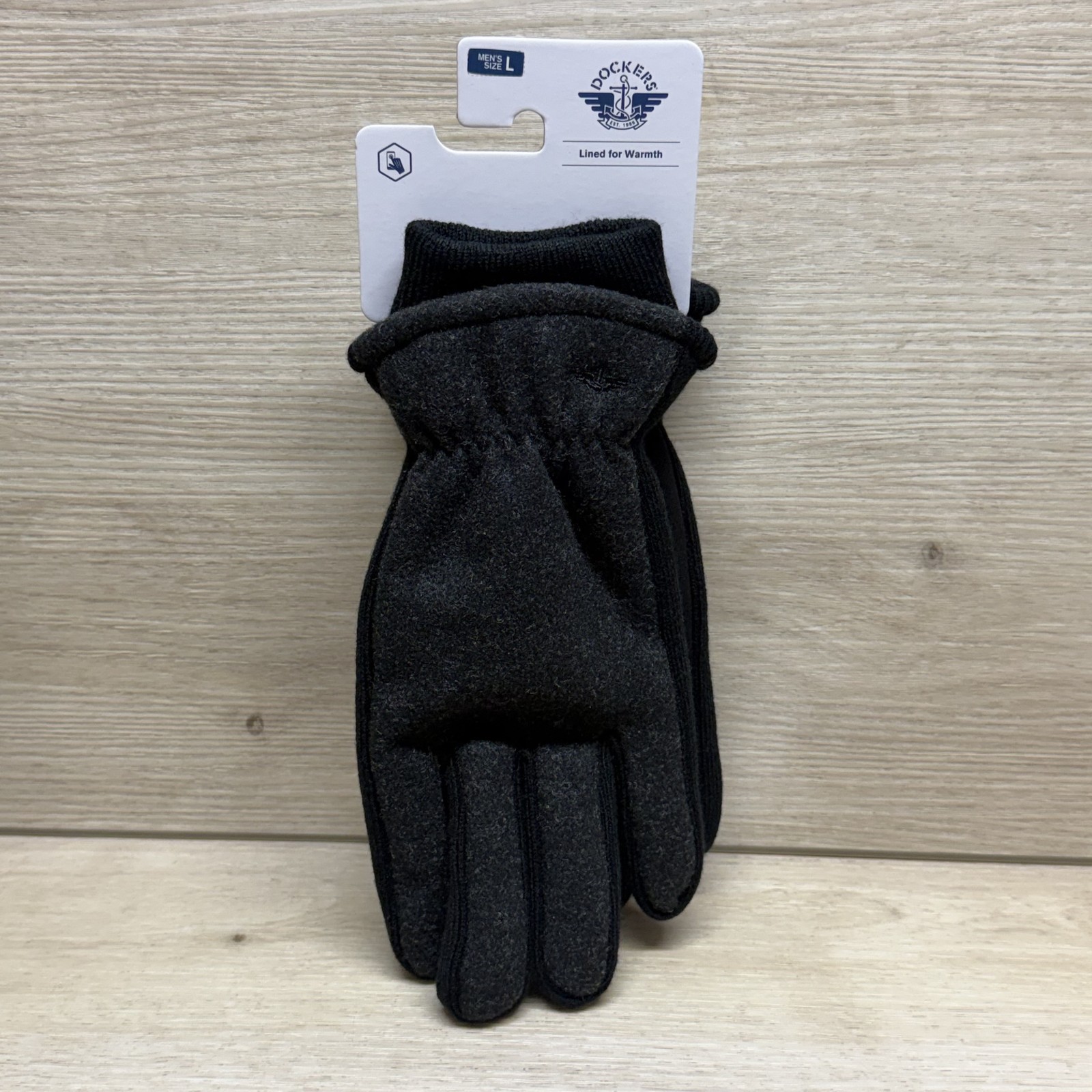 DOCKERS Men's Lined for Warmth Touchscreen Gloves Black Size Large Winter