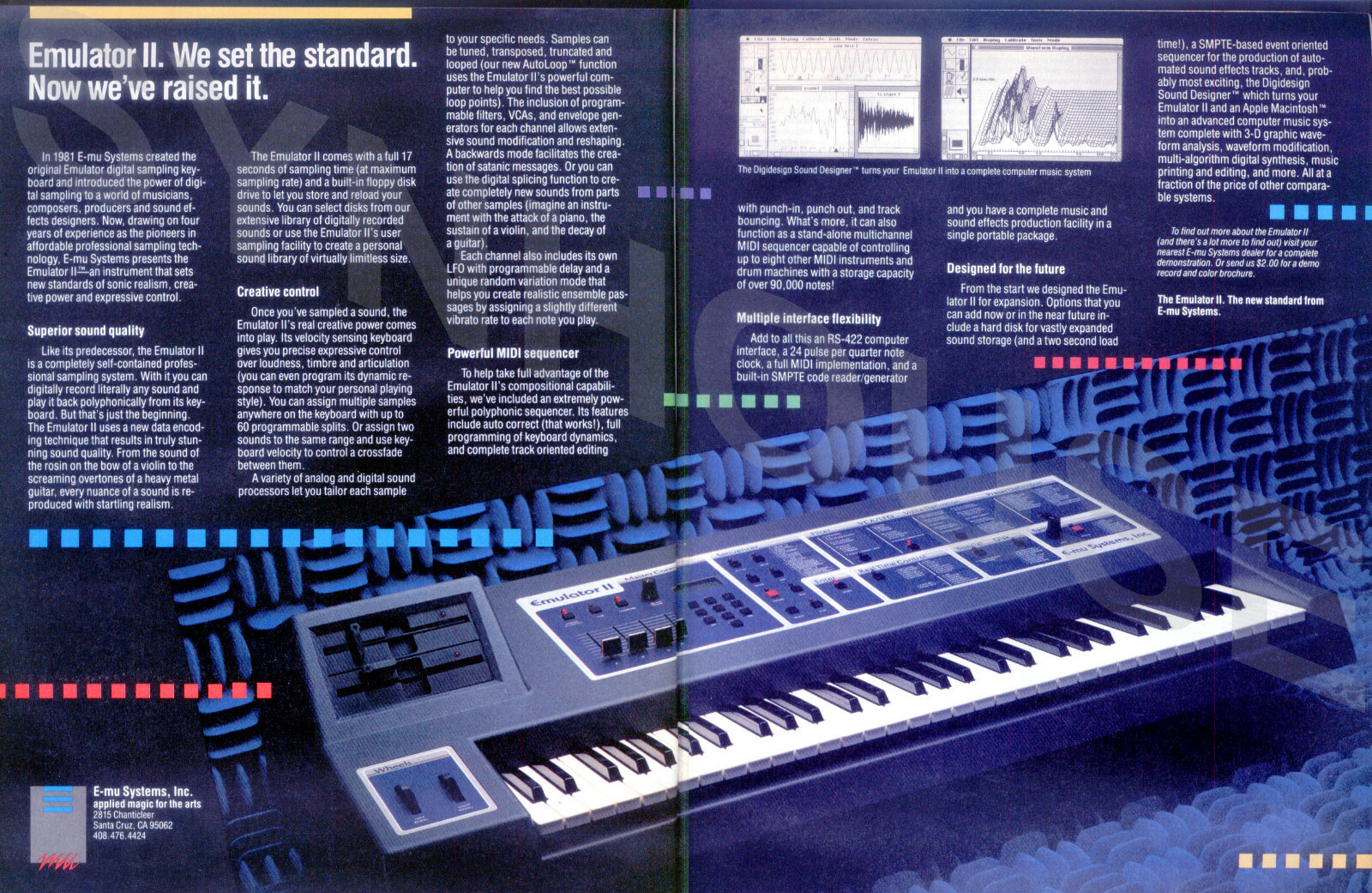 WORLD'S BEST Full Set E-mu Emulator II Replacement Main Control Panel Overlays