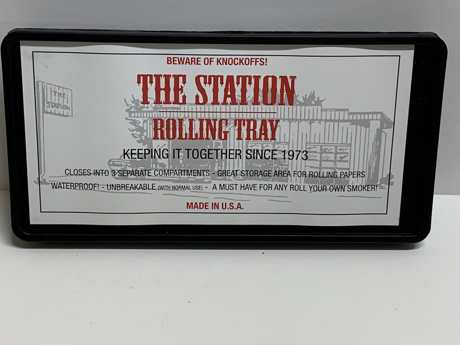 THE STATION ROLLING TRAY - BLACK - MADE IN USA - STORAGE BOX - 3  Compartments