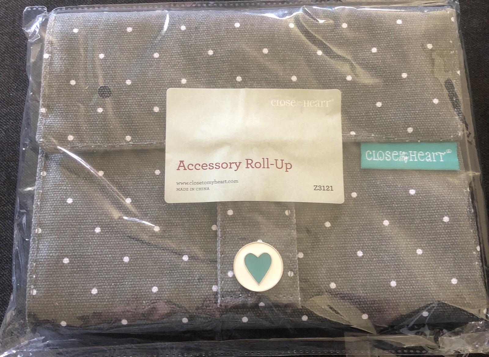 New Close To My Heart CTMH Accessory Roll Up For Embellishments Gray Polka Dots