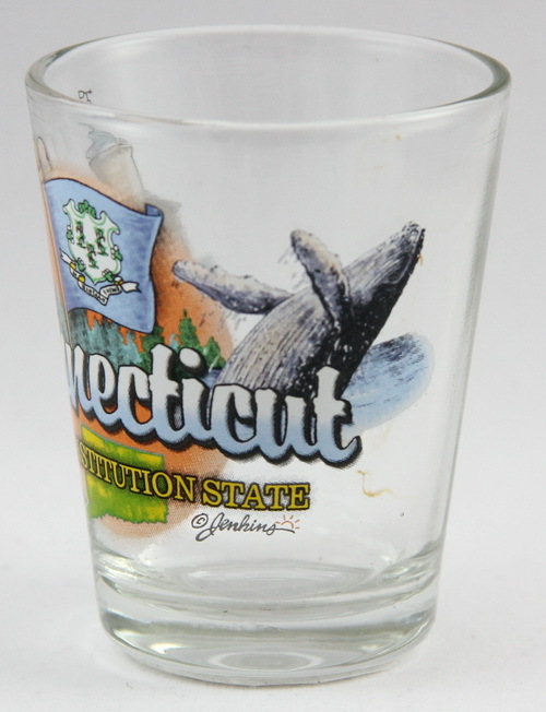 CONNECTICUT CONSTITUTION STATE ELEMENTS SHOT GLASS SHOTGLASS