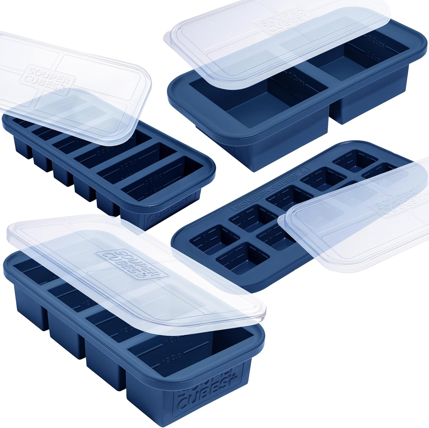 Souper Cubes Silicone Freezer Molds Gift Set, Blueberry | 2 Tbsp, 1/2 Cup, 1 Cup