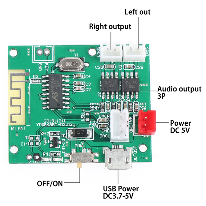 Bluetooth 5.0 Amplifier Board Mini 5W*2 Stereo Power Amp Decoder Audio Modu.S Jf