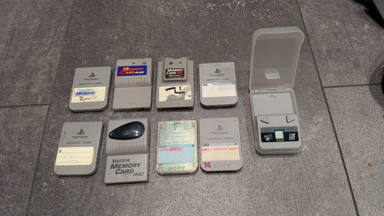 Lot of 9 Sony PlayStation 1 PS1 Memory Cards OEM and Others