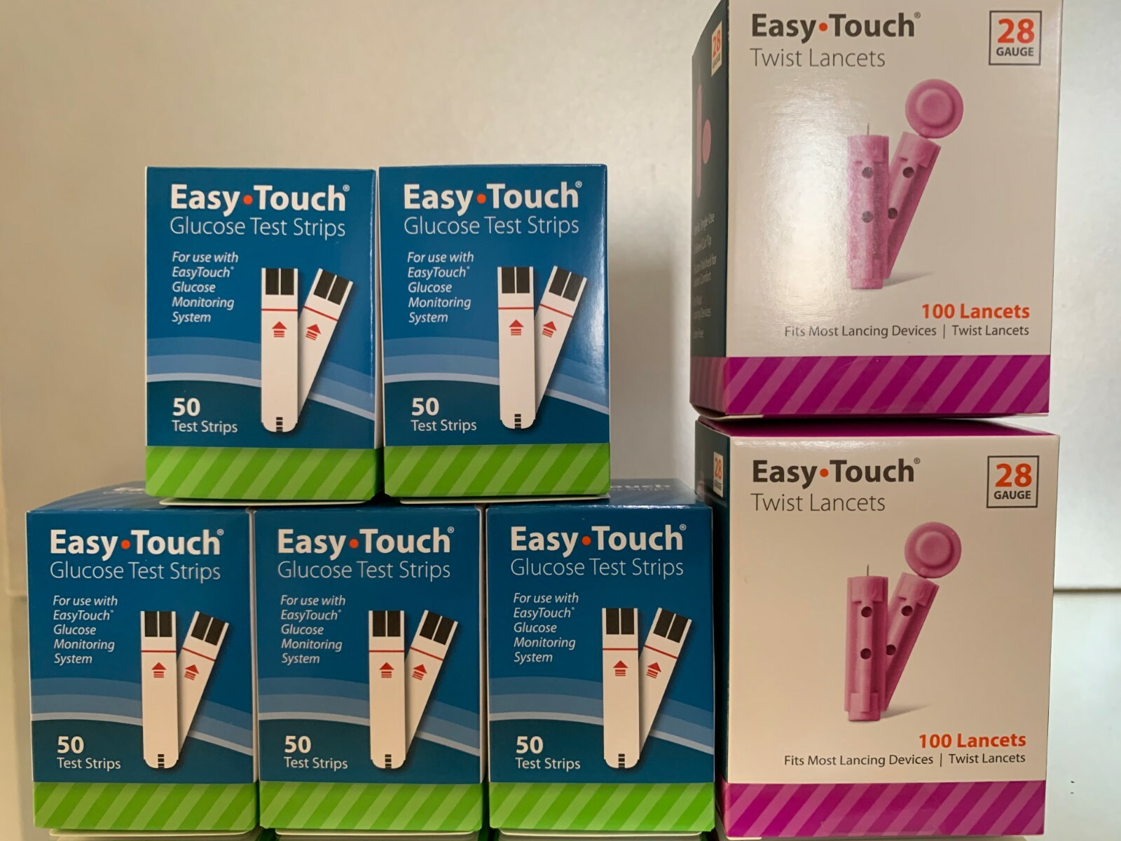 Easy Touch Blood Glucose Test Strips 250 Ct PLUS 200 Lancets 28 g. EXP  03/2027