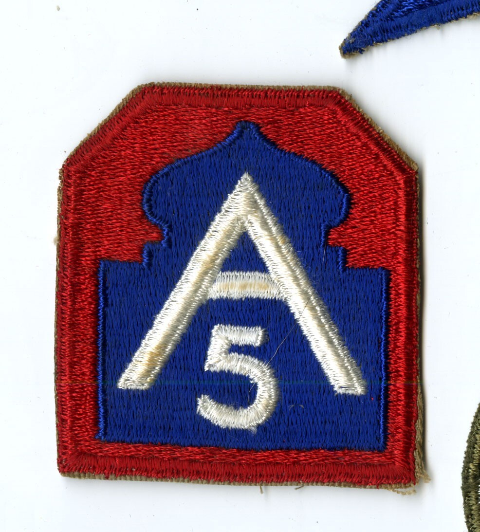 Fifth Army White Back Patch WWII Vintage Italy Mark Clark Europe
