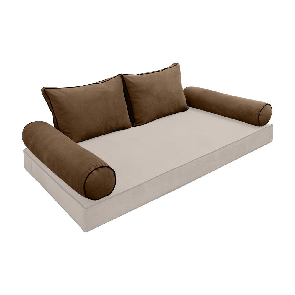 COVER ONLY Model V1 Twin Velvet Contrast Indoor Daybed Cushion Bolster - AD308