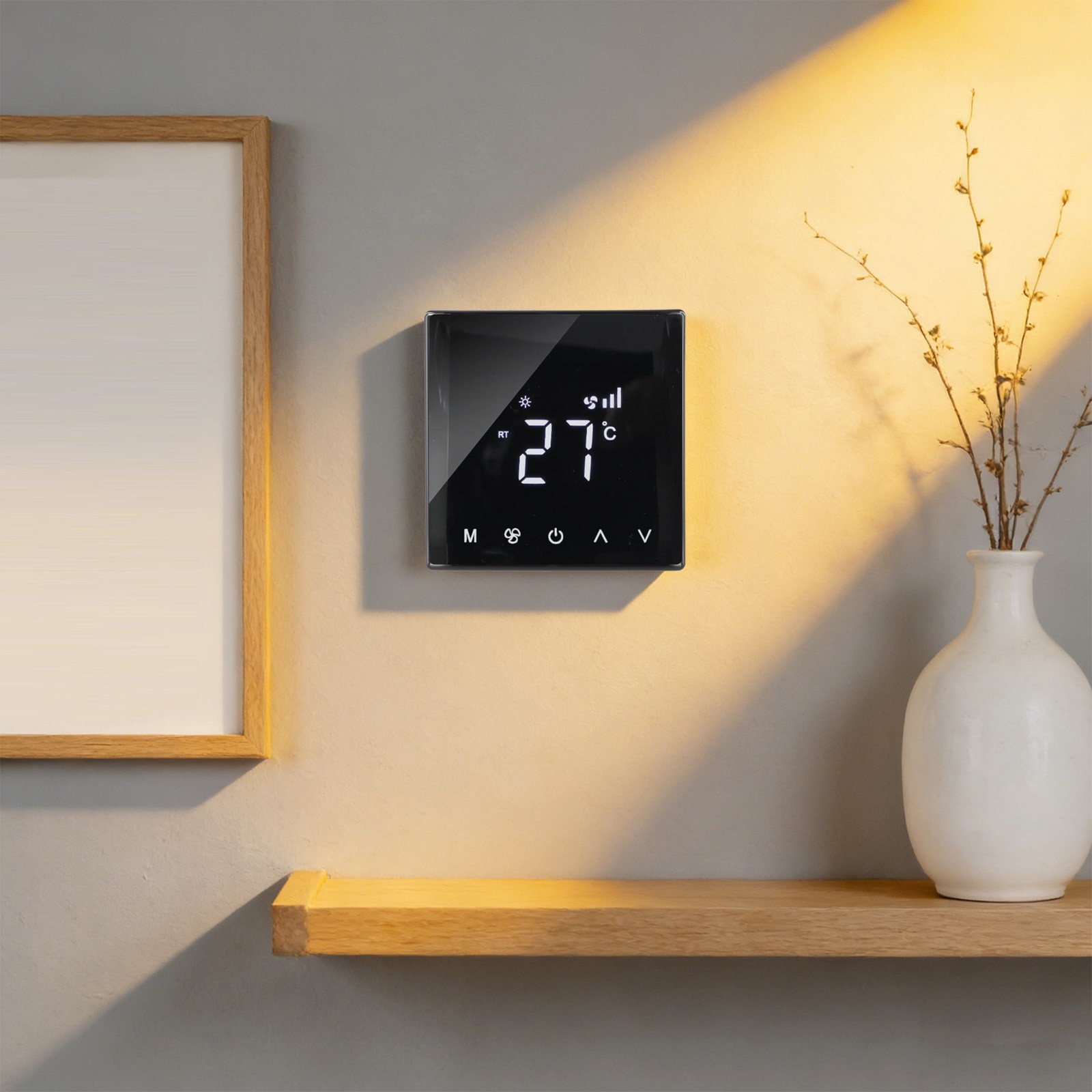 Smart Thermostat Home Climate Control Curved Screen Design For Home Use