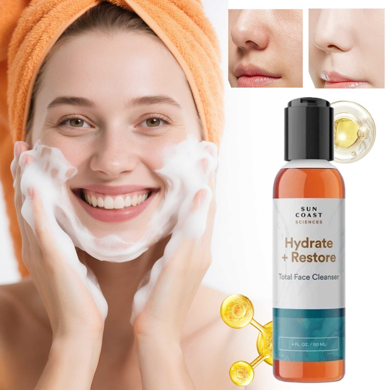 Sun Coast Sciences New Hydrate + Restore Total Face Cleanser 120ml