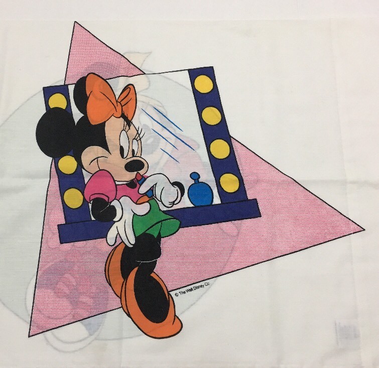 Vtg Walt Disney Co Minnie Mouse Standard Pillowcase Make Up Retro 80’s Fabric