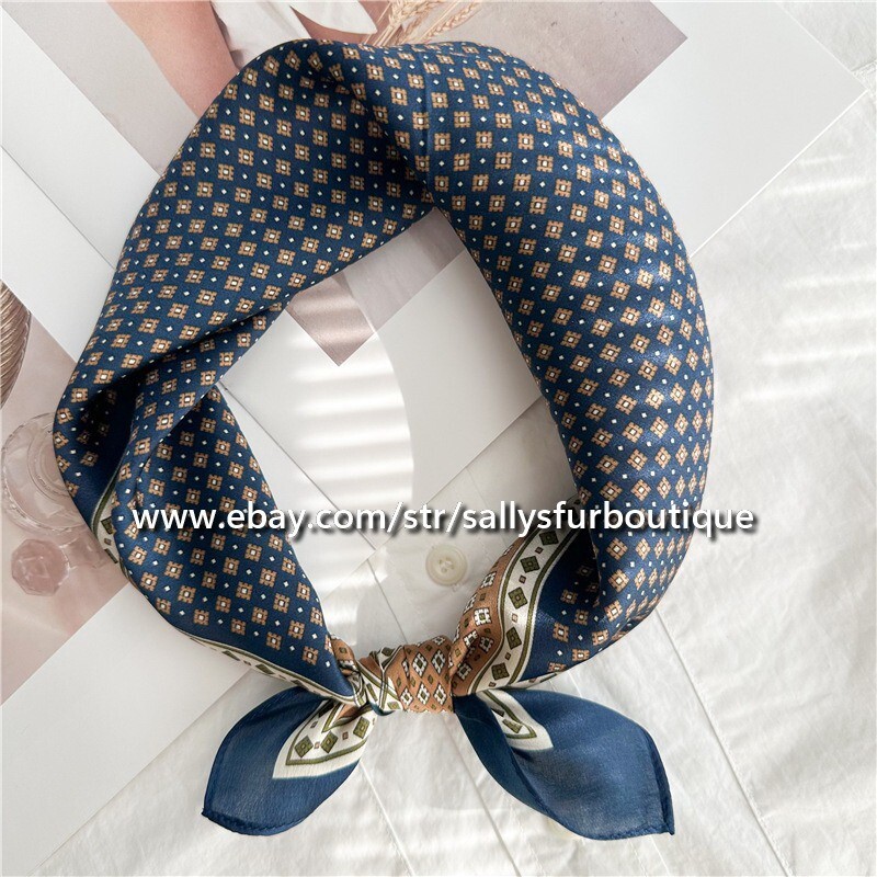 Sallys Boutique 100% Silk Scarf Vintage Print Mens Bandanna Office Necktie 21"