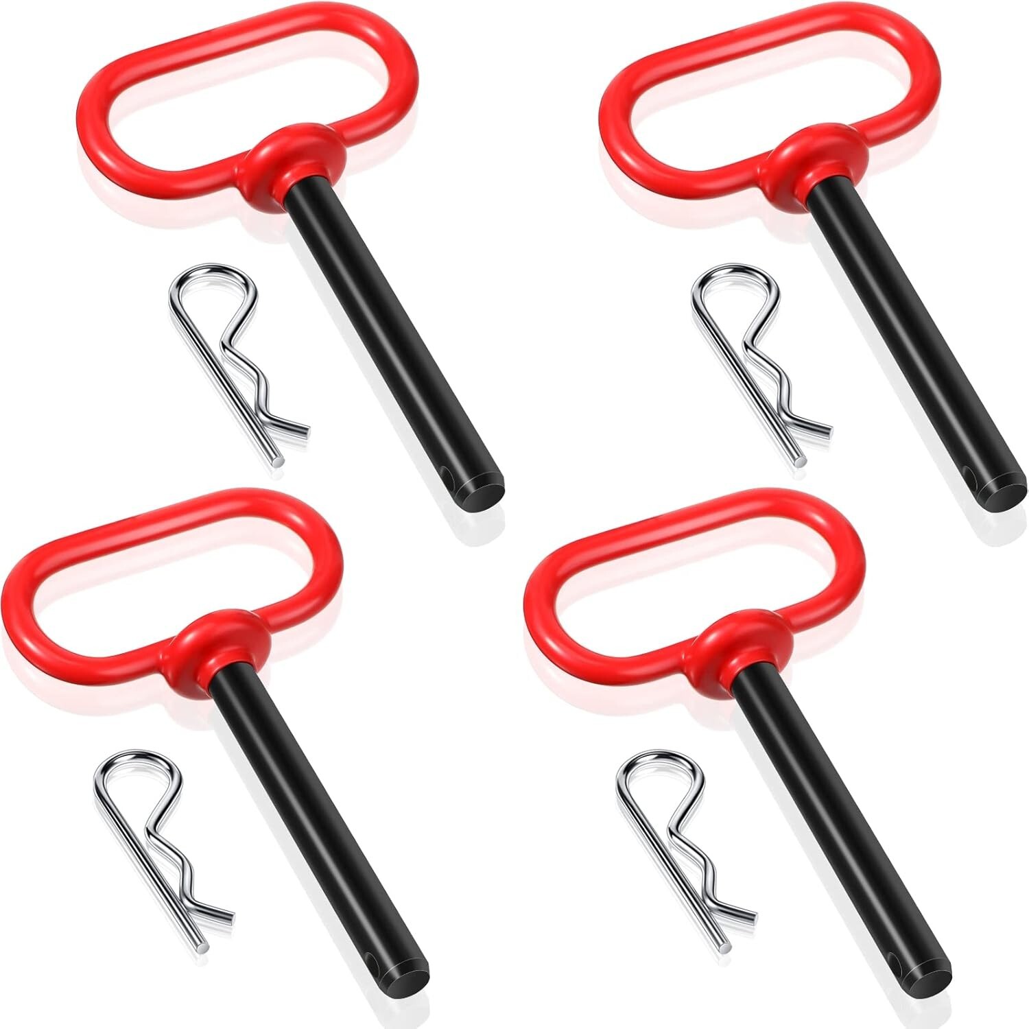 4PCS Tractor Hitch Pin 1/2 x 3-5/8 Inch Red Trailer Handle Hitch Pin Accessories