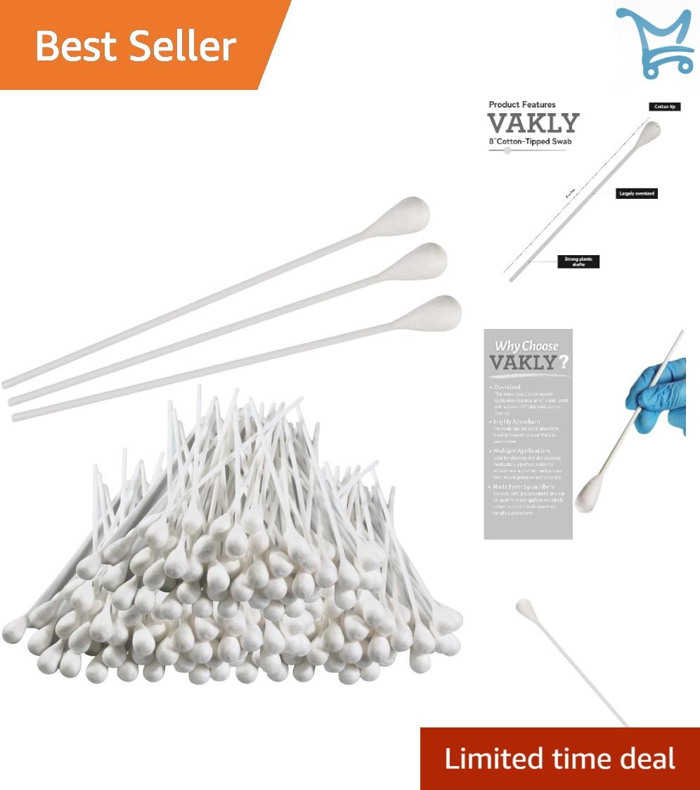 Oversized Cotton Swabs 8in Extra-long Absorbent Applicators for Medical Cleaning