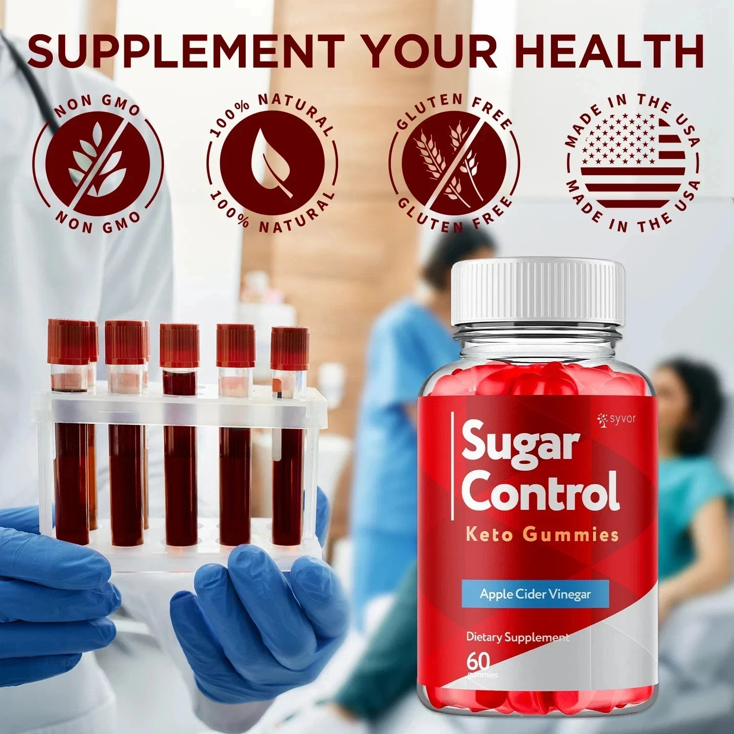 (2 Pack) Sugar Control Keto ACV Gummies 1000MG SugarControl Vitamin 120 Gummies.