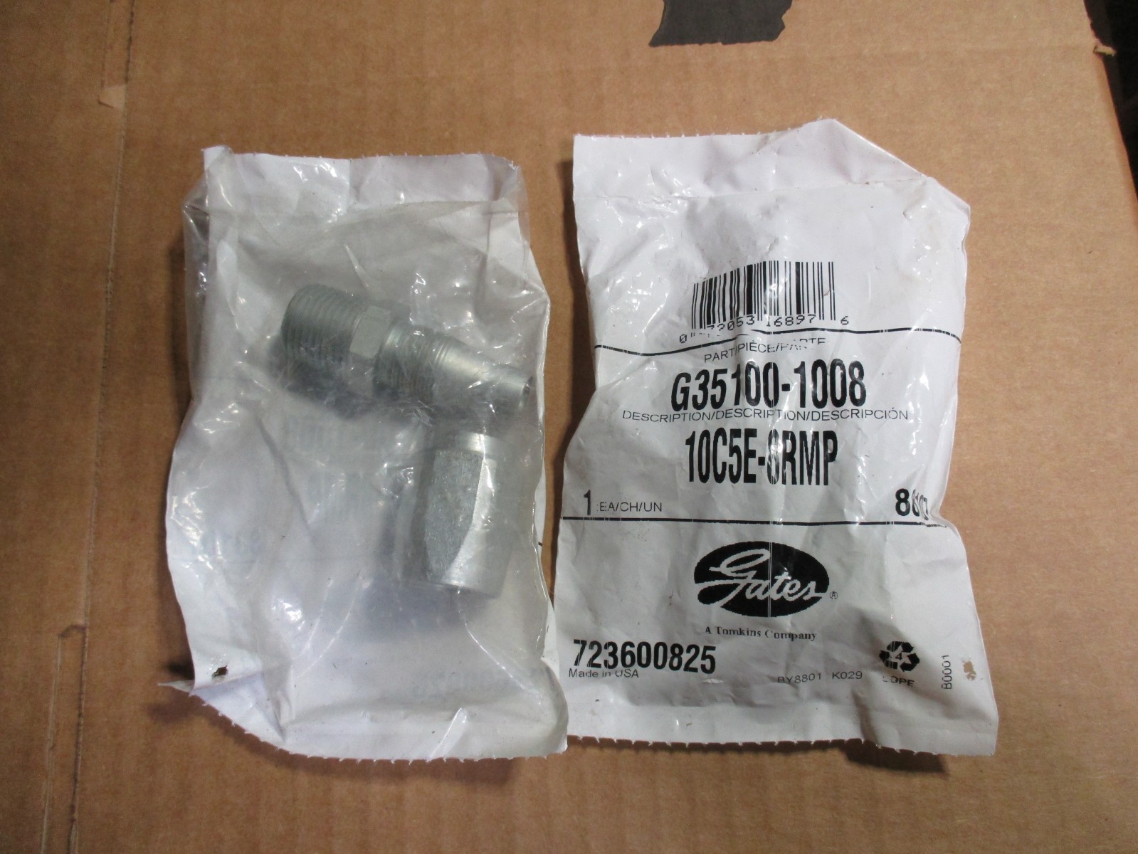 Pair of Gates 10C5E-8RMP - G35100-1008 Hydraulic Hose Fittings, New Sealed