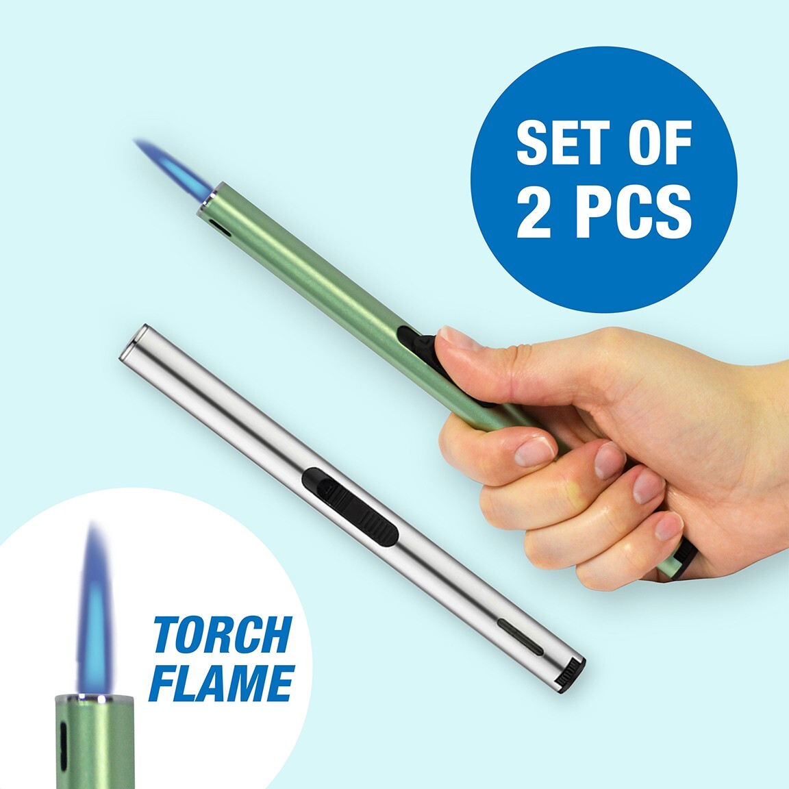 G.E.I. Torch Stick Utility Lighter 2pcs, Blue Torch Flame, Small Gifts