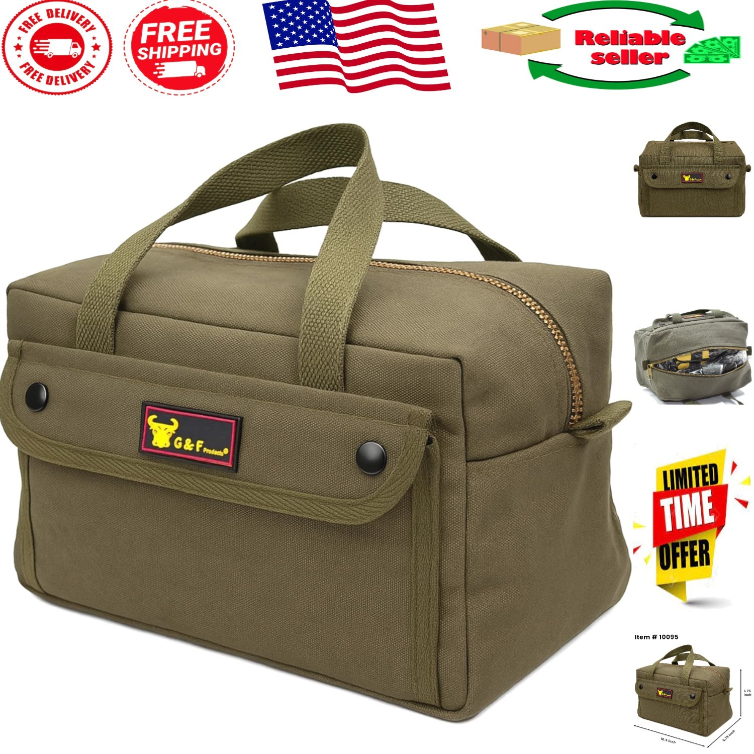 Versatile Water-Resistant Duffle Bag - Durable Canvas with Dual Zipper Closure