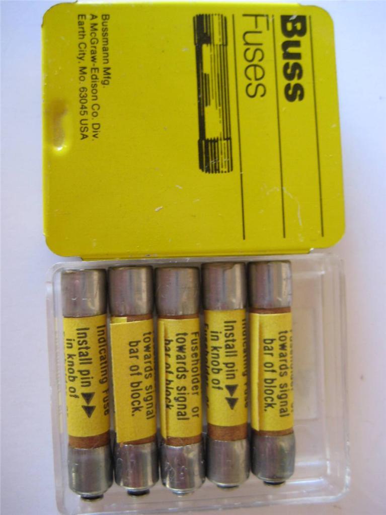 5X BUSSMANN Fast Acting FUSE GLD 3/4 1 2 3 5 or 8 125V Pin Indicating "NOS"