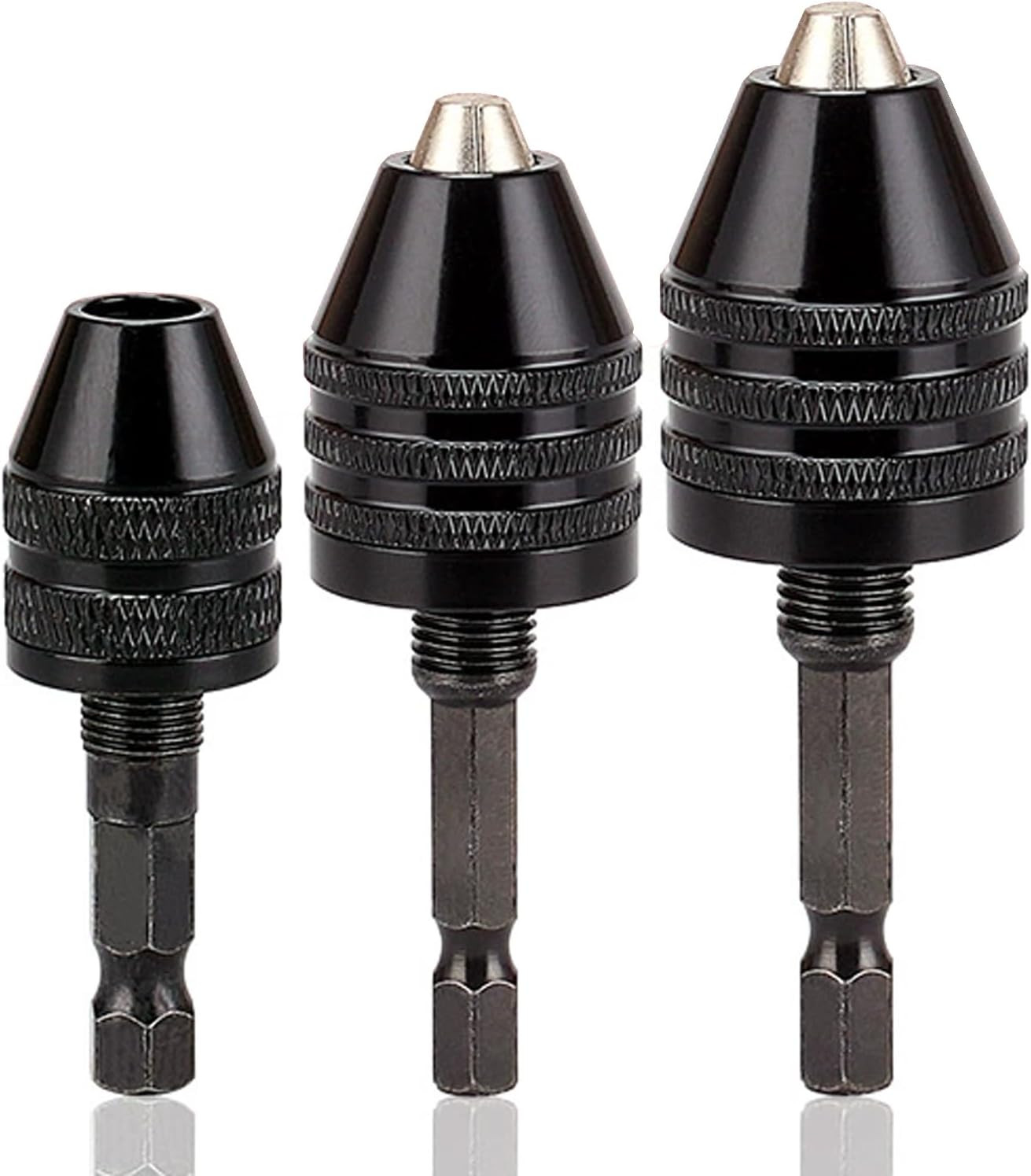 Keyless Drill Chuck Adapter - 3Pcs Drill Chucks for Impact Driver, 1/4' Hex S...
