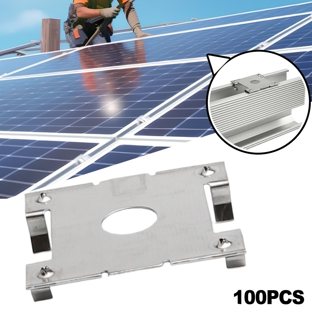 100pcs Grounding Conductive Sheet Gasket Solar Panel Cable Clamp Grounding Clip