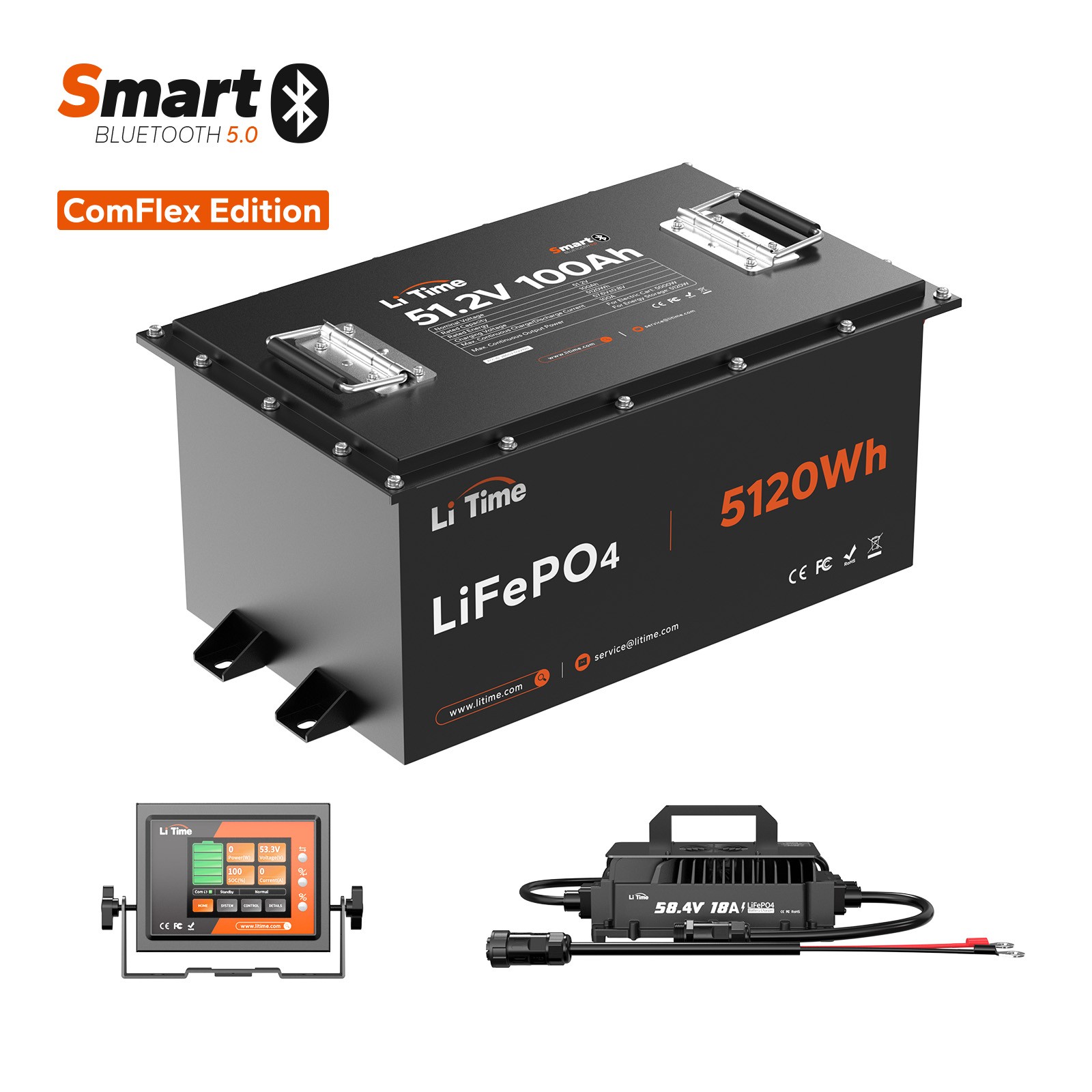 LiTime 48V 100Ah Bluetooth Golf Cart Lithium Battery with Real-Time Monitoring
