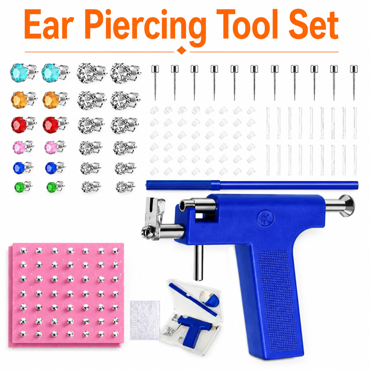 Professional Kit Jewelry DIY EarPiercing Set-Ears Nose Navel stainless steel