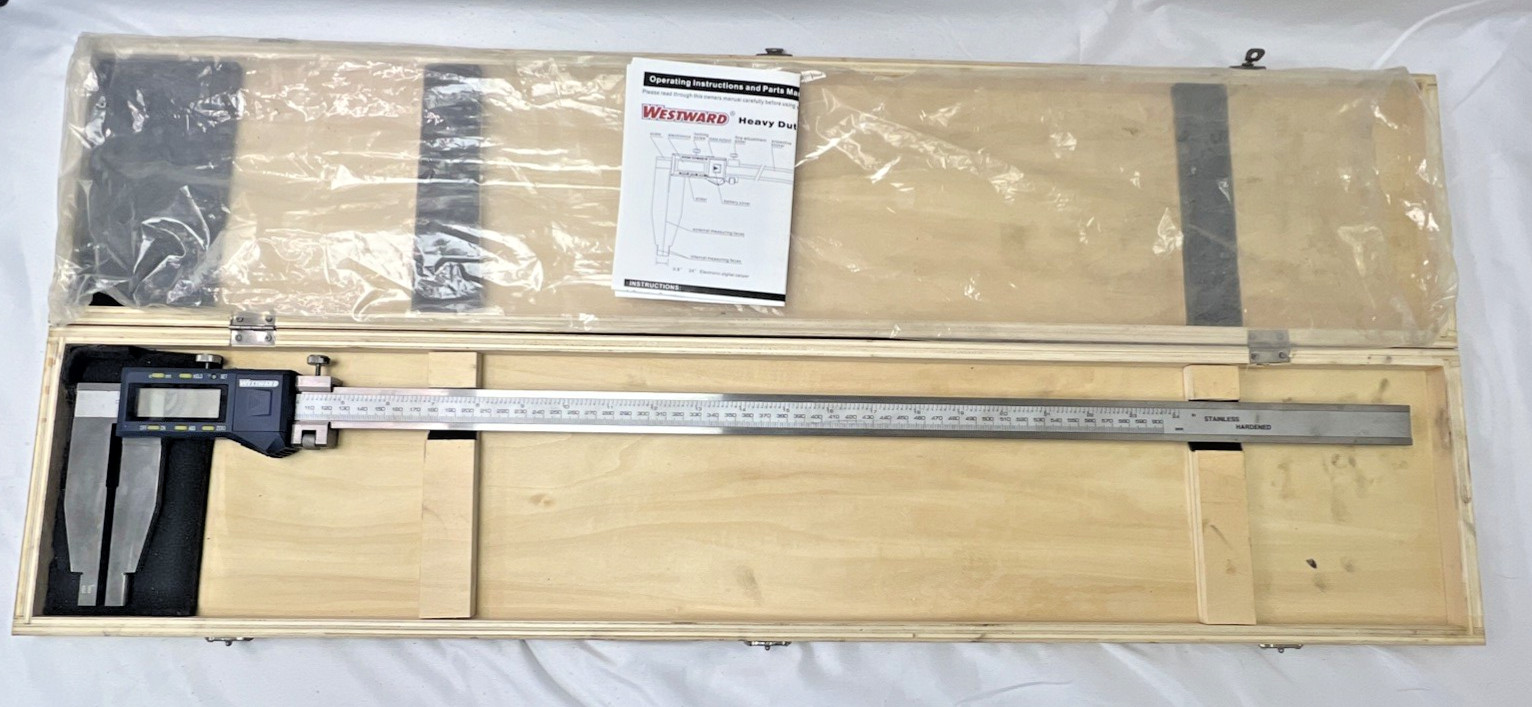 WESTWARD RS232 Digital Electronic Caliper 24in Machinist Measuring Tool In Case