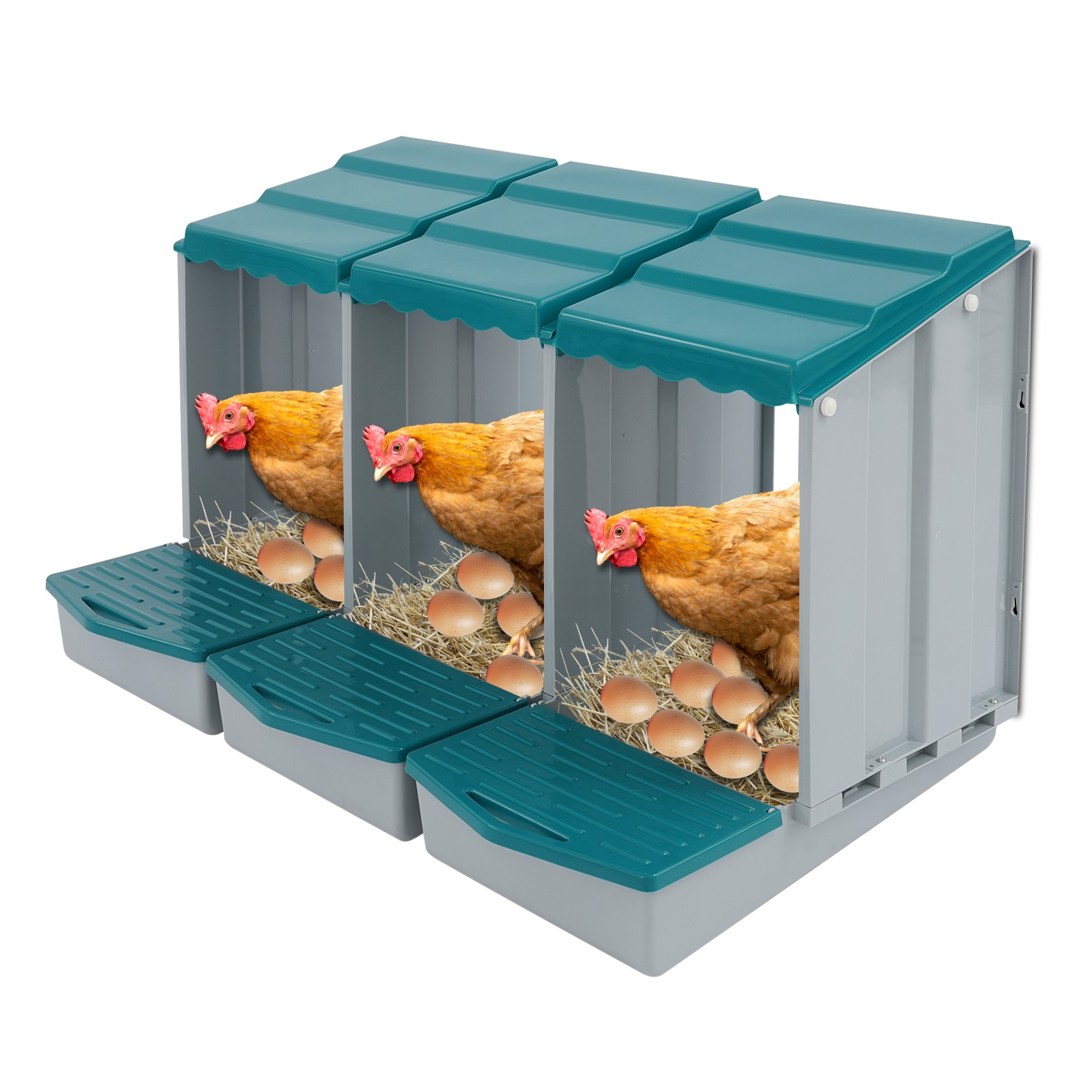 3 Compartments Hen Laying Box PP Chicken Egg Nexting Boxes for Chicken Coop
