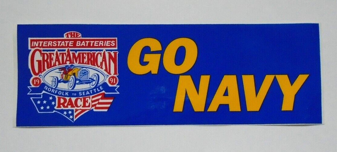 1991 Interstate Batteries Great American Race "Go Navy" Bumper Sticker