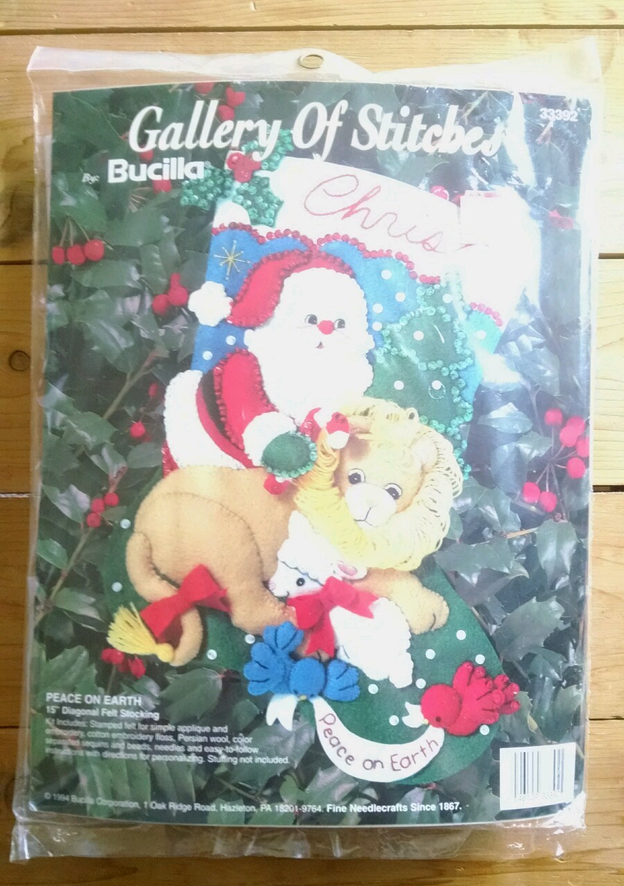 1994 VTG Christmas Stocking BUCILLA KIT Gallery Of Stitches PEACE ON EARTH NIP