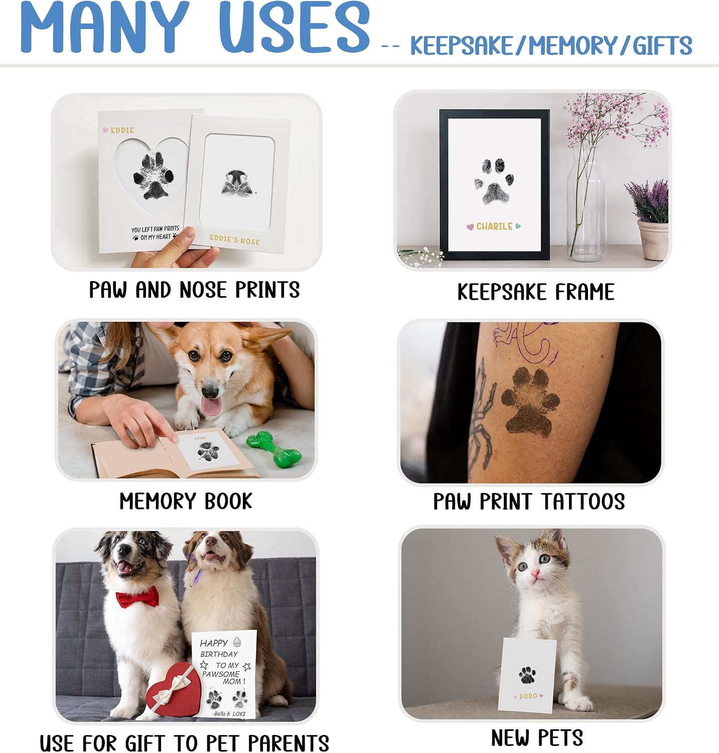 Paw Print Keepsake Kit - Inkless Stamp Pad & Frame for Pets