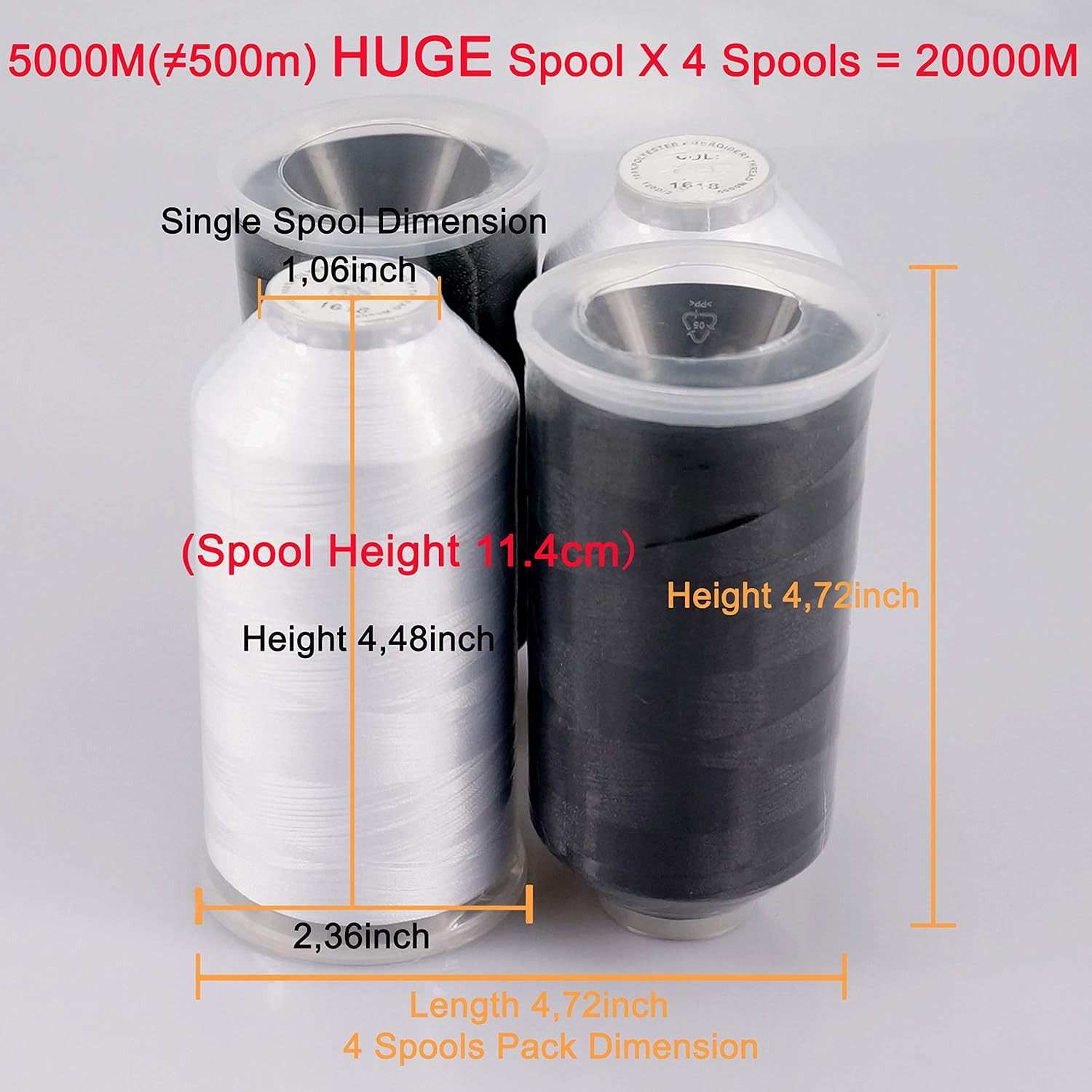 Polyester Embroidery Thread 5000M Large Spool Assorted Color Pack for Machine