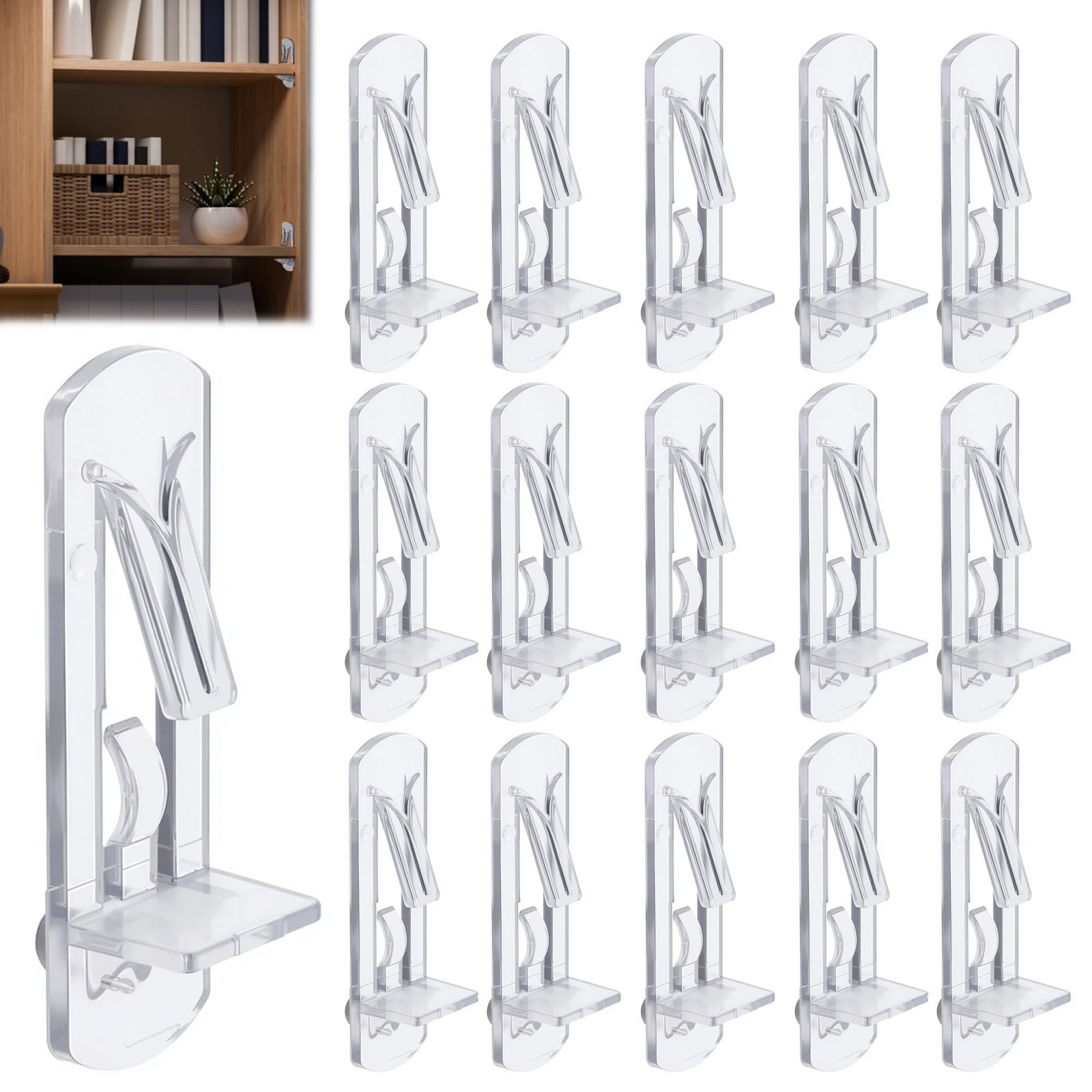 20PCS Plastic Locking Shelf Support Pegs, 6.9mm Self-Locking Shelf Pins, Plas...
