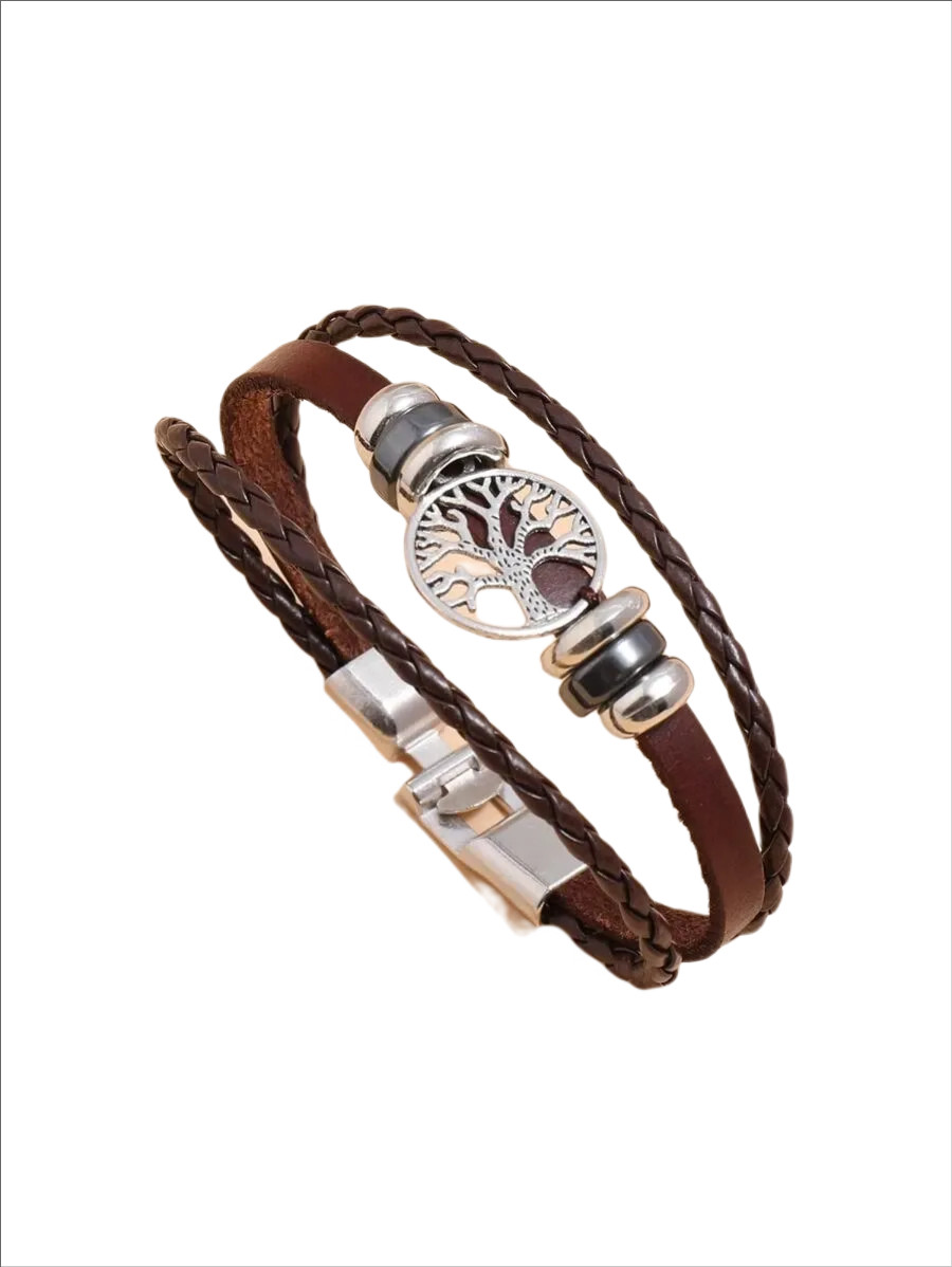 Men Tree Design Round Decor Bracelet,New