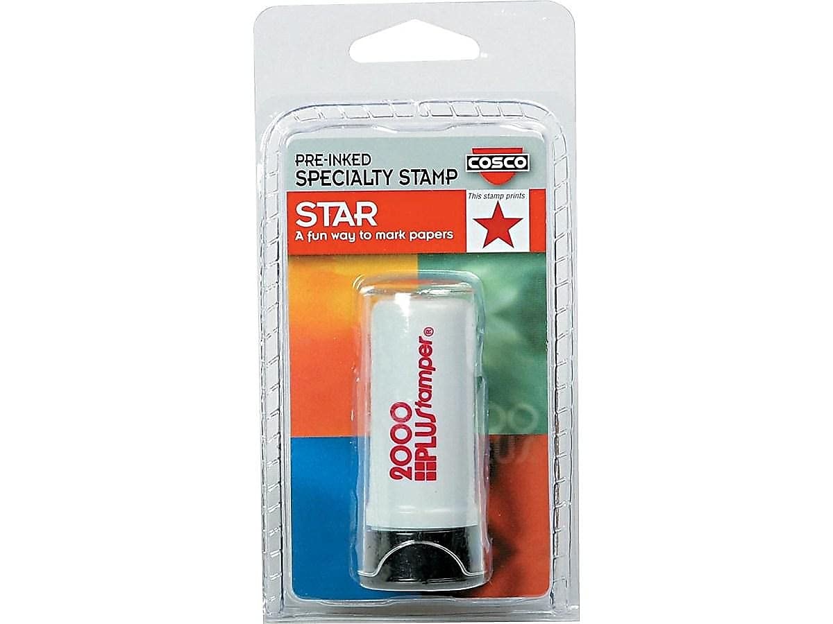 Pre~Inked Round Star Stamp 5/8~Inch Red