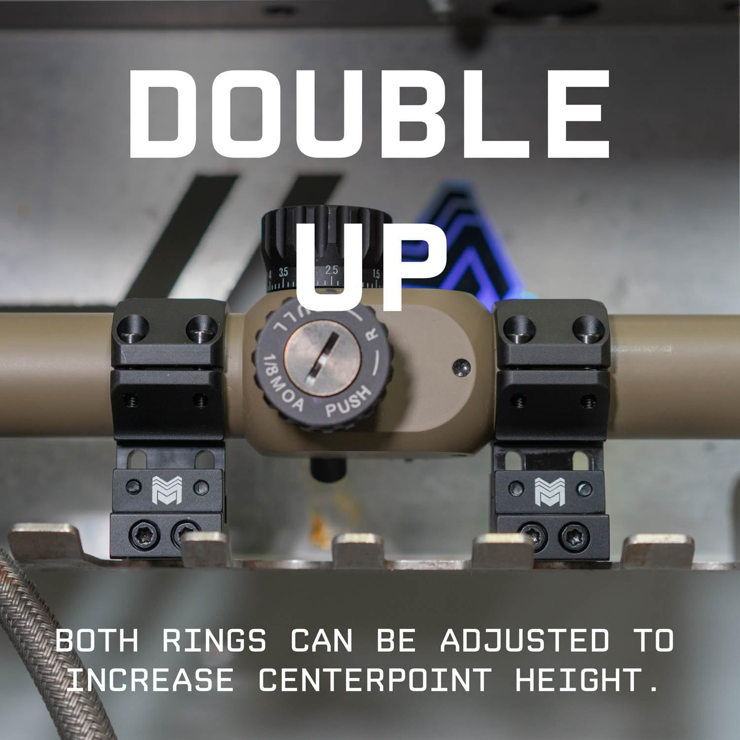 Adjustable Height Picatinny Scope Rings with 30mm and 1-inch Inserts