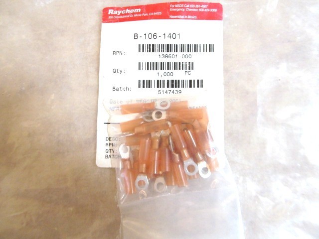 50 ea Raychem B-106-1401 DuraSeal Crimp Ring Terminals #8 Stud Red New in Bags