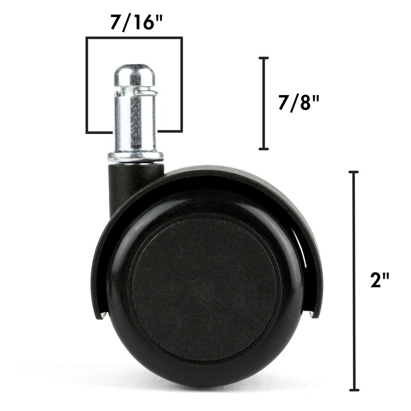 Chromcraft Black Soft Tread Casters For All Floors Set of 24
