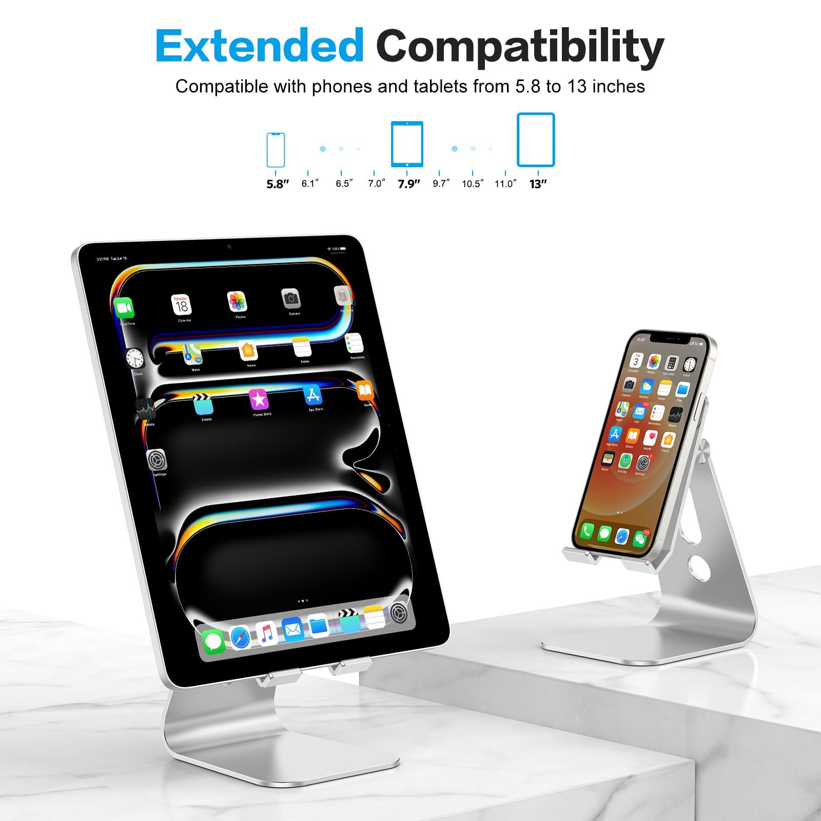 Tablet Stand Adjustable, Tablet Holder for 4 - 13 Inch Tablet