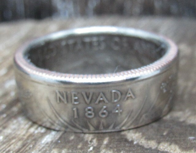 Coin Ring - USA - 2006 Nevada State Quarter - Size 6.5  Inv 0151
